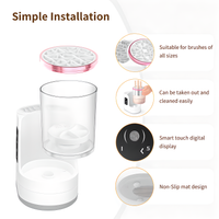 Simple installation of electric makeup brush cleaner with detachable container and smart touch display
