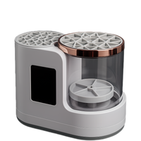 Electric makeup brush cleaner machine with transparent rinse tank and rose gold lid