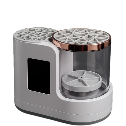 Electric makeup brush cleaner machine with transparent rinse tank and rose gold lid