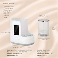 Electric makeup brush cleaner with detachable rinse tank, product dimensions, materials, and specifications