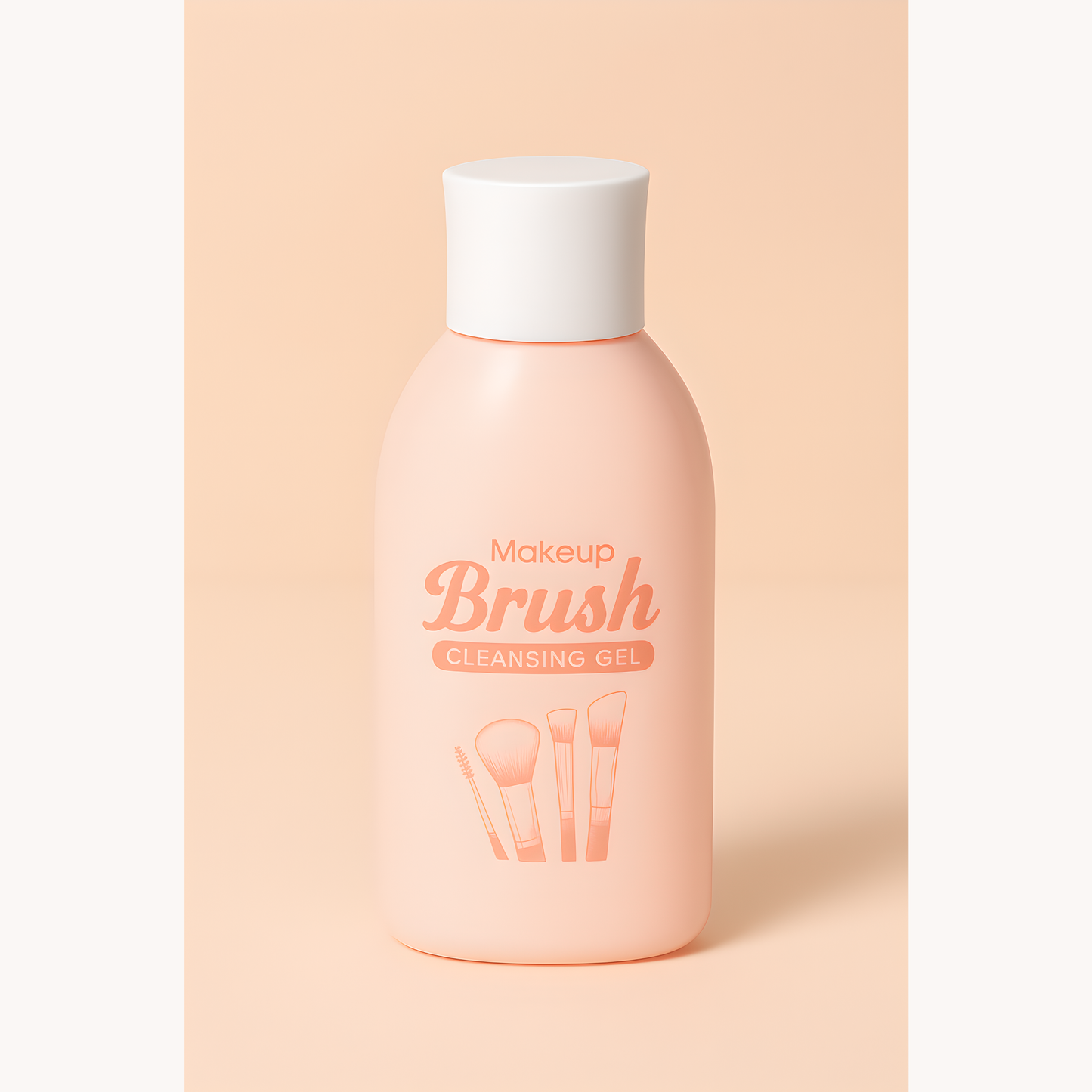 Makeup brush cleansing gel bottle on pastel background