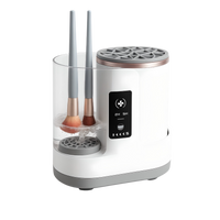 Automatic electric makeup brush cleaner with water tank, washing two brushes at once using smart digital control.