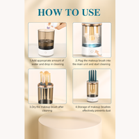 3 in 1 electric makeup brush cleaner machine for cleaning, drying and storing cosmetic brushes, automatic washer with USB charging.